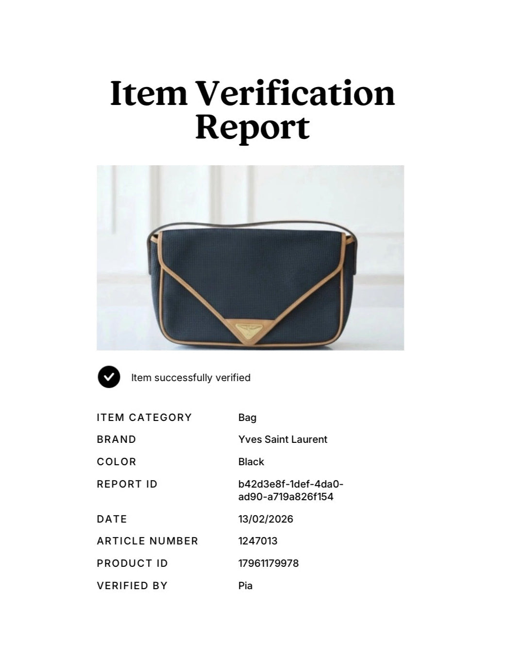Yves Saint Laurent borsa vintage Nera