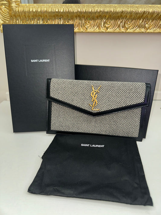 Yves Saint Laurent busta tweed nera e grigia