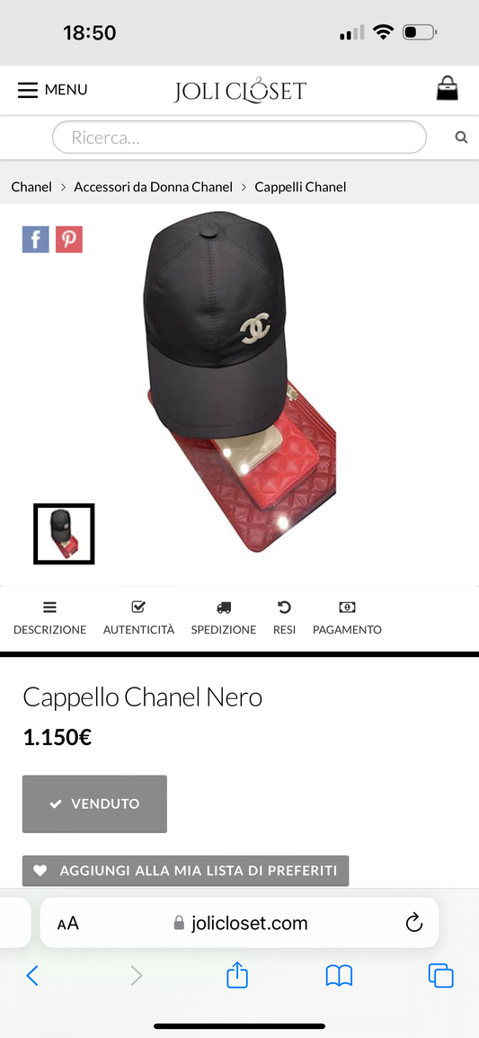 Chanel cappello classico tg. M